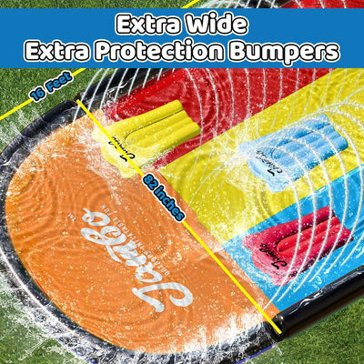 Triple Lane Slip, Splash and Slide (Updated 2020 Model) for Backyards| Water Slide Waterslide With 3 Boogie Boards | 16 Foot, 3 plasSliding Racing Lanes & Sprinklers | Durable Quality PVC Construction