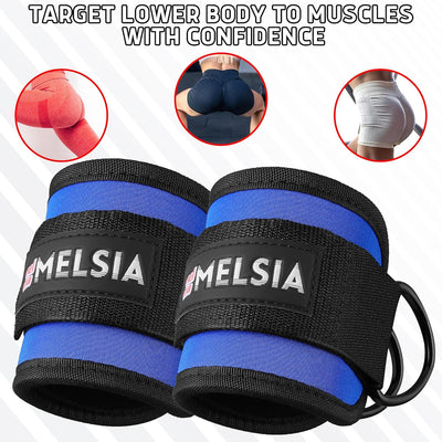 Ankle Straps for Cable Machine Women & Men - For Glute, Booty Workouts, Kickbacks, Leg Extensions, Curls and Hip Abductors - Adjustable, Gym Cable Attachments - Ergonomic Neoprene Padding (Pair)