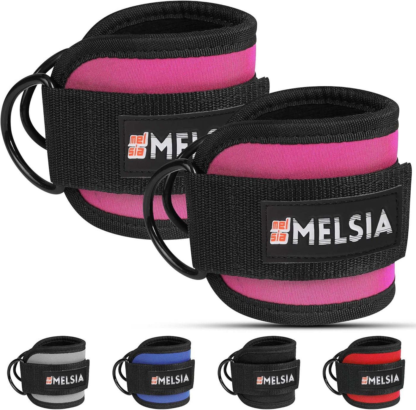Ankle Straps for Cable Machine Women & Men - For Glute, Booty Workouts, Kickbacks, Leg Extensions, Curls and Hip Abductors - Adjustable, Gym Cable Attachments - Ergonomic Neoprene Padding (Pair)