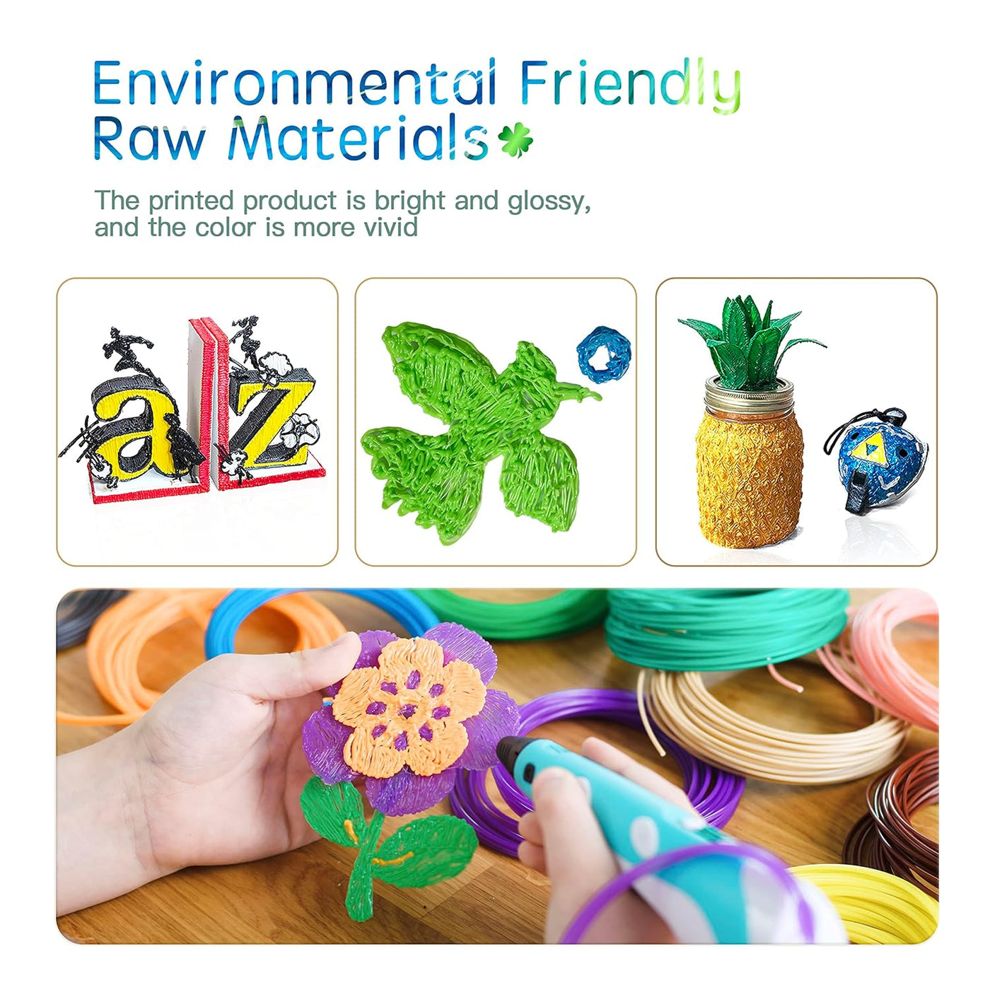 3D Pen Print Filament - 20 Bundle Printer PLA Refills - Printing Refill Plastic Filiment Suitable Doodler to Create Art Crafts Things, Gel Clay Material, Perfect Birthday Gifts for Kids