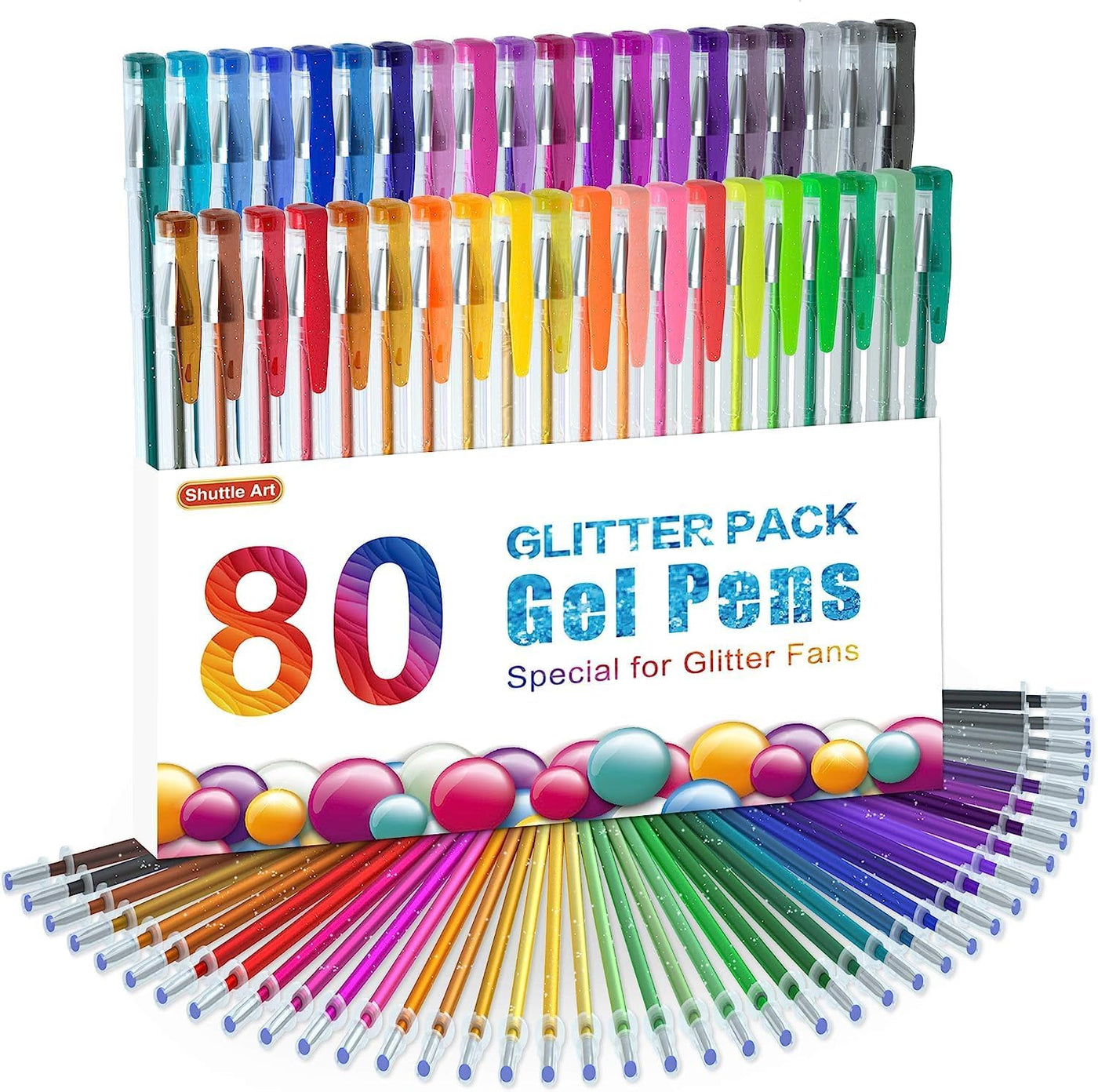 Glitter Gel Pens, 80 Pack Gel Pens 40 Colours Glitter Gel Pen Set with 40 Refills for Adult Colouring Books Doodling Drawing Writing