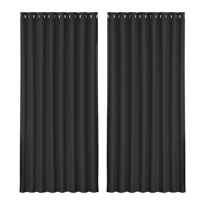 Artiss 2X Blockout Curtains Eyelet 300x230cm Black
