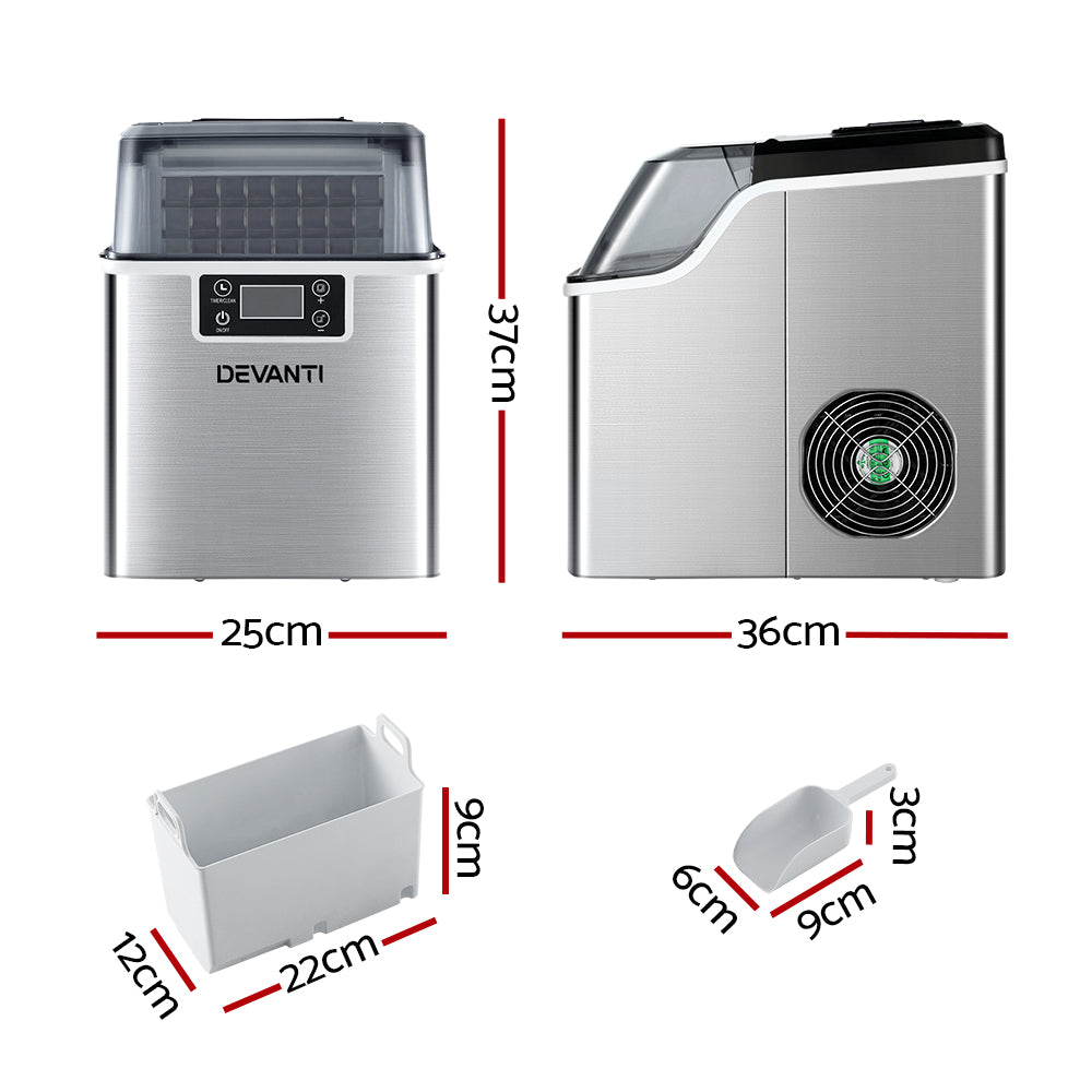 Devanti Ice Maker Machine – Commercial & Portable Ice Cube Tray for Countertops (3.2L)