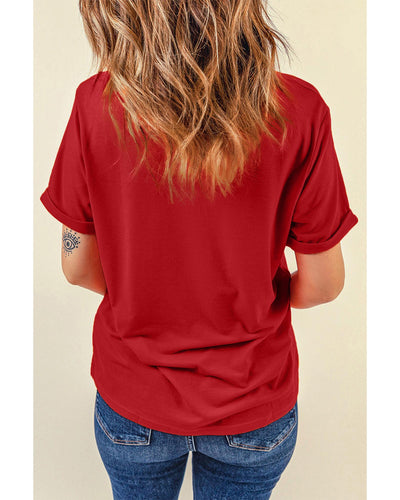 Azura Exchange Heart Glitter Flocking Pattern Valentines Graphic Tee - S