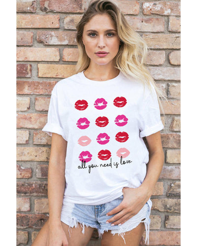 Azura Exchange Valentines Kisses Graphic Tee - M