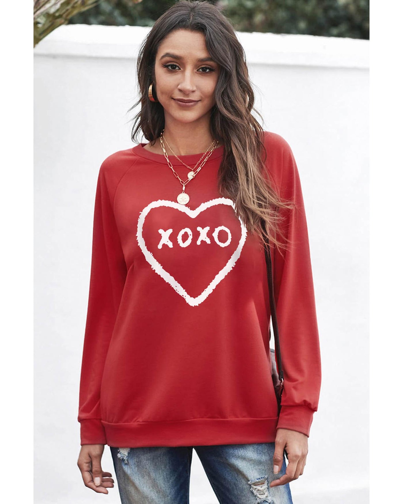 Azura Exchange Heart Pattern Print Valentines Sweatshirt - M