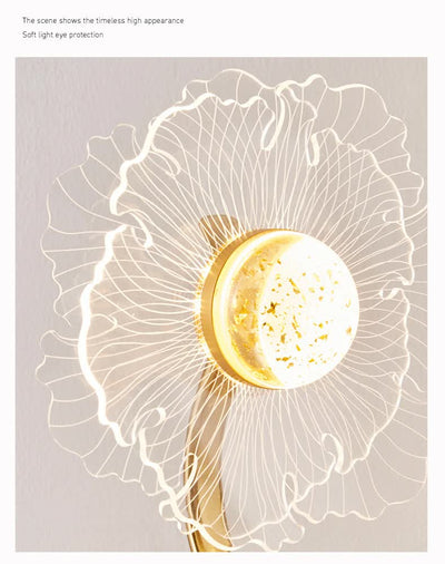 Sunflower Shape Luxury Acrylic Table Lamp - Modern USB Powered Night Light | Decorative Atmosphere Lamp for Bedroom, Living Room, and Bedside | Compact Design with 3 Color Temperatures