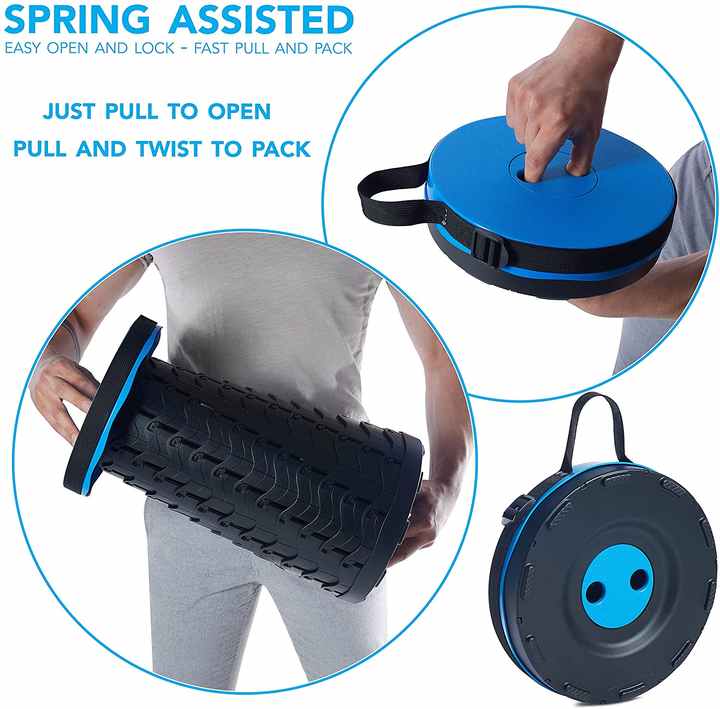 Rainbow Color Stitching Blue Portable Outdoor Telescopic Folding Stool with 100 Weight-Bearing Buckles, Lightweight and Compact Design, Perfect for Fishing, Camping, and Travel