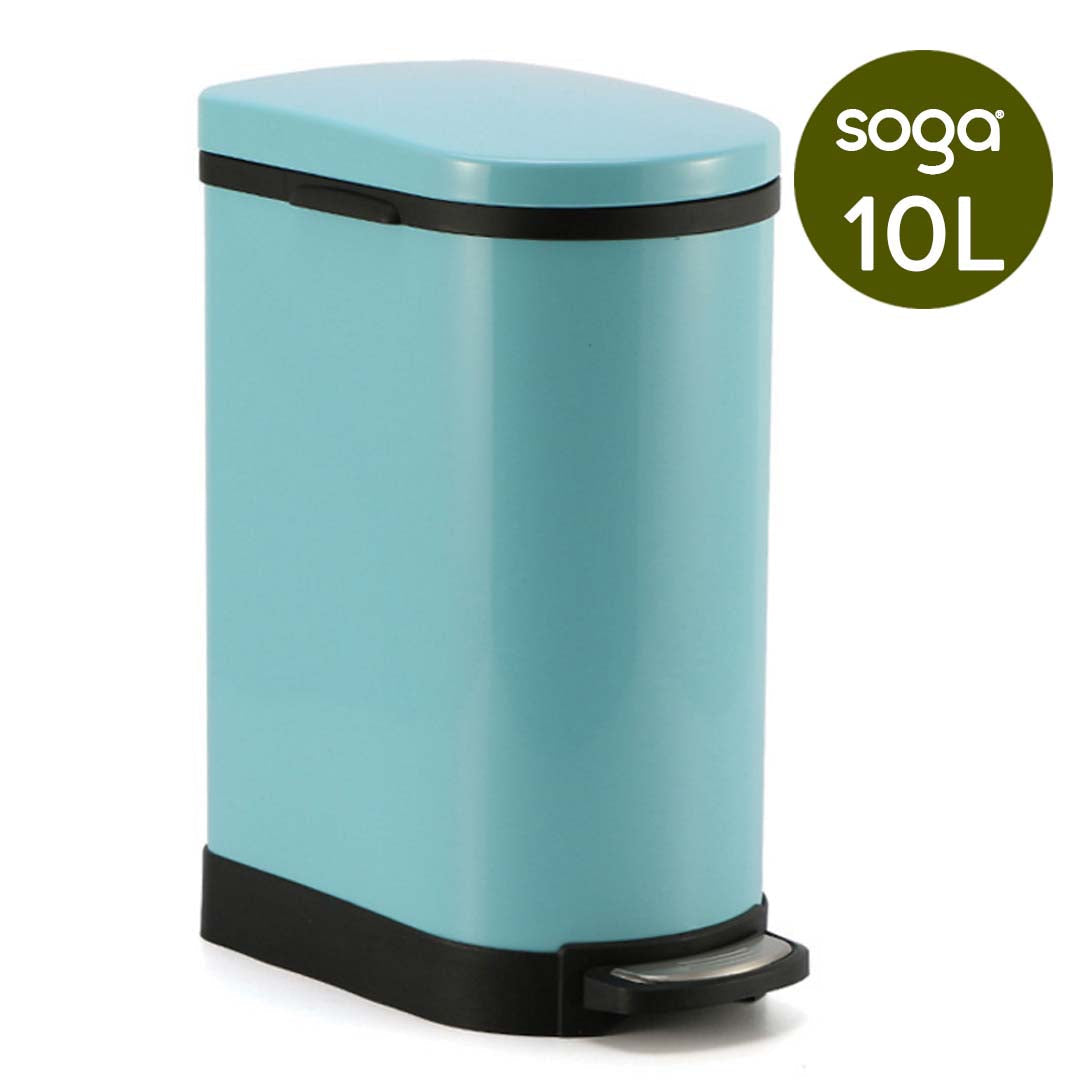 SOGA 4X Foot Pedal Stainless Steel Rubbish Recycling Garbage Waste Trash Bin U Blue 10L