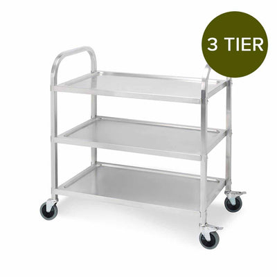 SOGA 3 Tier Stainless Steel Kitchen Dinning Food Cart Trolley Utility Size 75x40x83.5cm Small