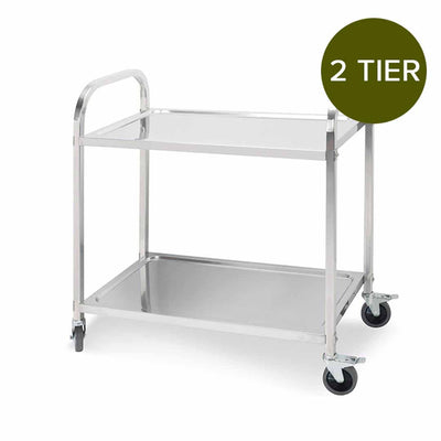 SOGA 2 Tier Stainless Steel Kitchen Dinning Food Cart Trolley Utility SIZE 75x40x83.5cm Small