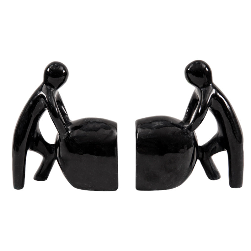 Man Bookend Marble Stone Man Bookends - Set of 2