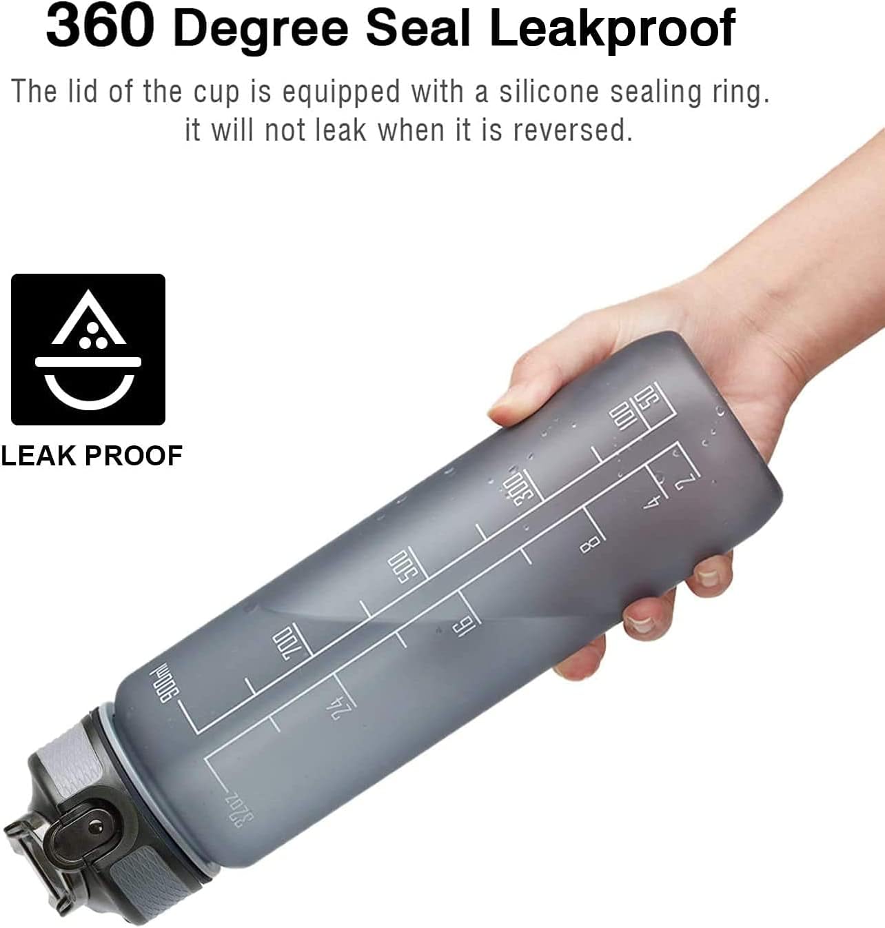 1L Leakproof BPA Free Drinking Water Bottle with Time Marker & Straw to Ensure You Drink Enough Water Throughout The Day for Fitness and Outdoor Enthusiasts