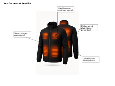 HeatGlide™ Lightweight Heated Jacket with 9 Heating Zones – Built for Australian Outdoors