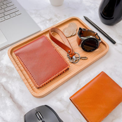 Personalised Ash Wood Rectangle Catchall Tray Jewellery Desk Accessories Serving Valet, Custom Engraved Timber Organiser, Housewarming Gift