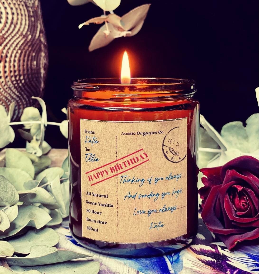 Personalised Birthday Candle | Birthday gift | Natural | Vegan | Plast