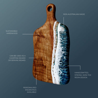Engagement Gift Couple, Unique Personalized Wedding Present, Personalised Wedding Gift, Engraved Chopping Board, Ocean Resin Cheese Board