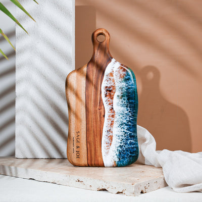 Engagement Gift Couple, Unique Personalized Wedding Present, Personalised Wedding Gift, Engraved Chopping Board, Ocean Resin Cheese Board