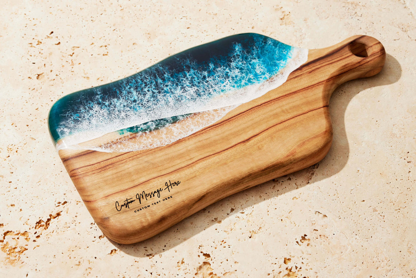 Engagement Gift Couple, Unique Personalized Wedding Present, Personalised Wedding Gift, Engraved Chopping Board, Ocean Resin Cheese Board