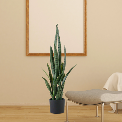 SOGA 4X 95cm Sansevieria Snake Artificial Plants with Black Plastic Planter Greenery, Home Office Decor