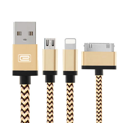 3 in 1 Durable 1.2M iPhone Android Micro Usb Cable High Speed Charging Data Cable
