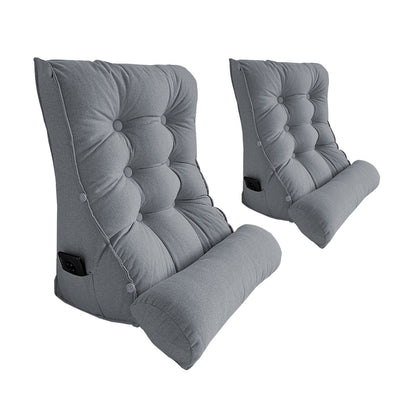 SOGA 2X 45cm SilverTriangular Wedge Lumbar Pillow Headboard Backrest Sofa Bed Cushion Home Decor