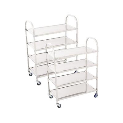 SOGA 2X 4 Tier Stainless Steel Kitchen Dinning Food Cart Trolley Utility Size Square Small