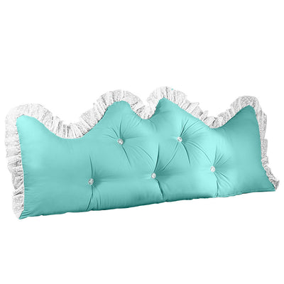 SOGA 180cm Light Blue Princess Bed Pillow Headboard Backrest Bedside Tatami Sofa Cushion with Ruffle Lace Home Decor