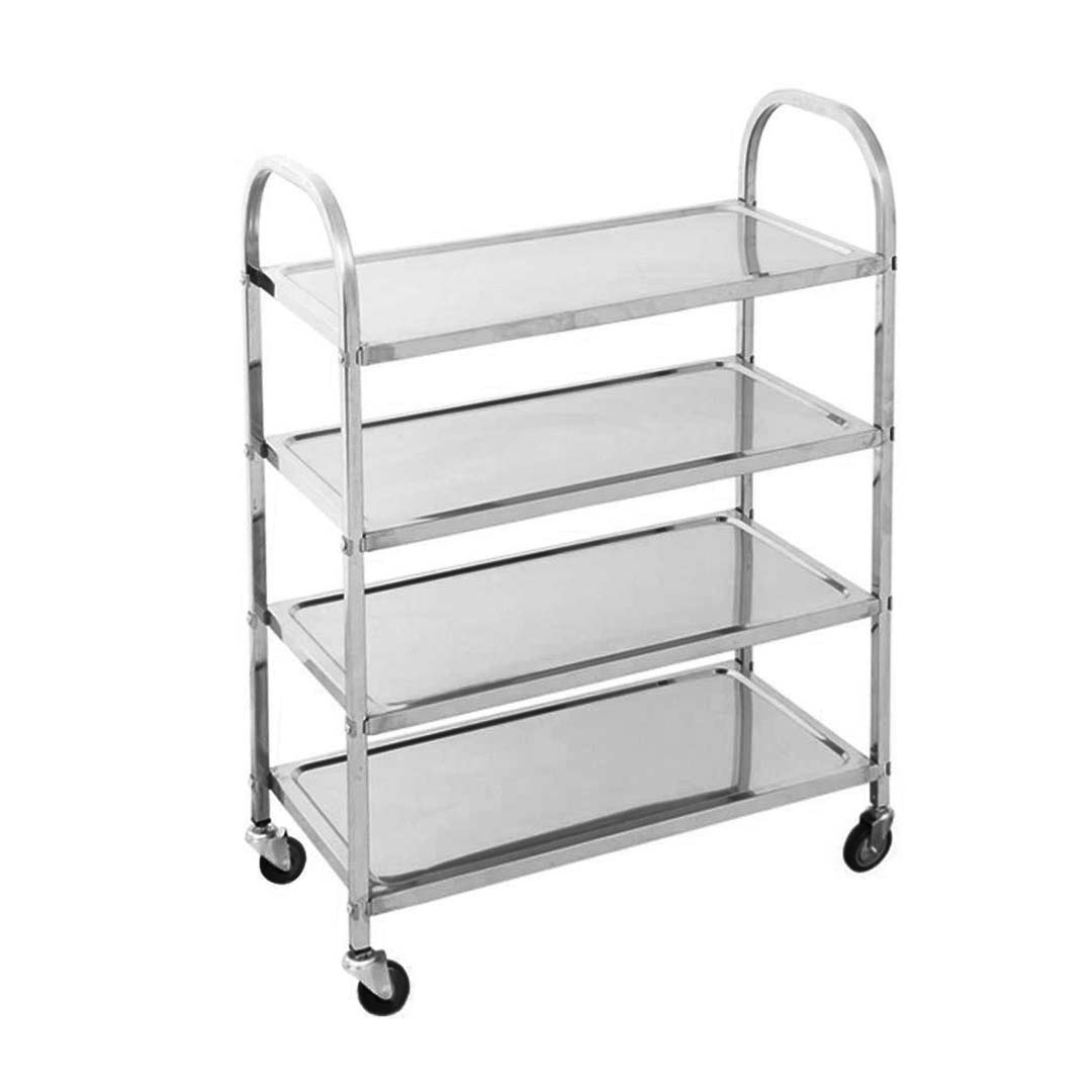 SOGA 4 Tier 950x500x1220 Stainless Steel Kitchen Dining Food Cart Trolley Utility