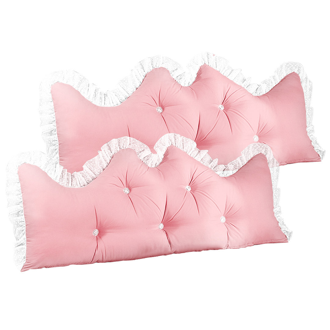 SOGA 2X 120cm Pink Princess Bed Pillow Headboard Backrest Bedside Tatami Sofa Cushion with Ruffle Lace Home Decor