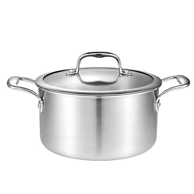SOGA 20cm Stainless Steel Soup Pot Stock Cooking Stockpot Heavy Duty Thick Bottom with Glass Lid