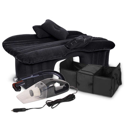 SOGA Portable Camping Car Set Inflatable Air Bed Mattress Storage Organizer Handheld Vacuum Black
