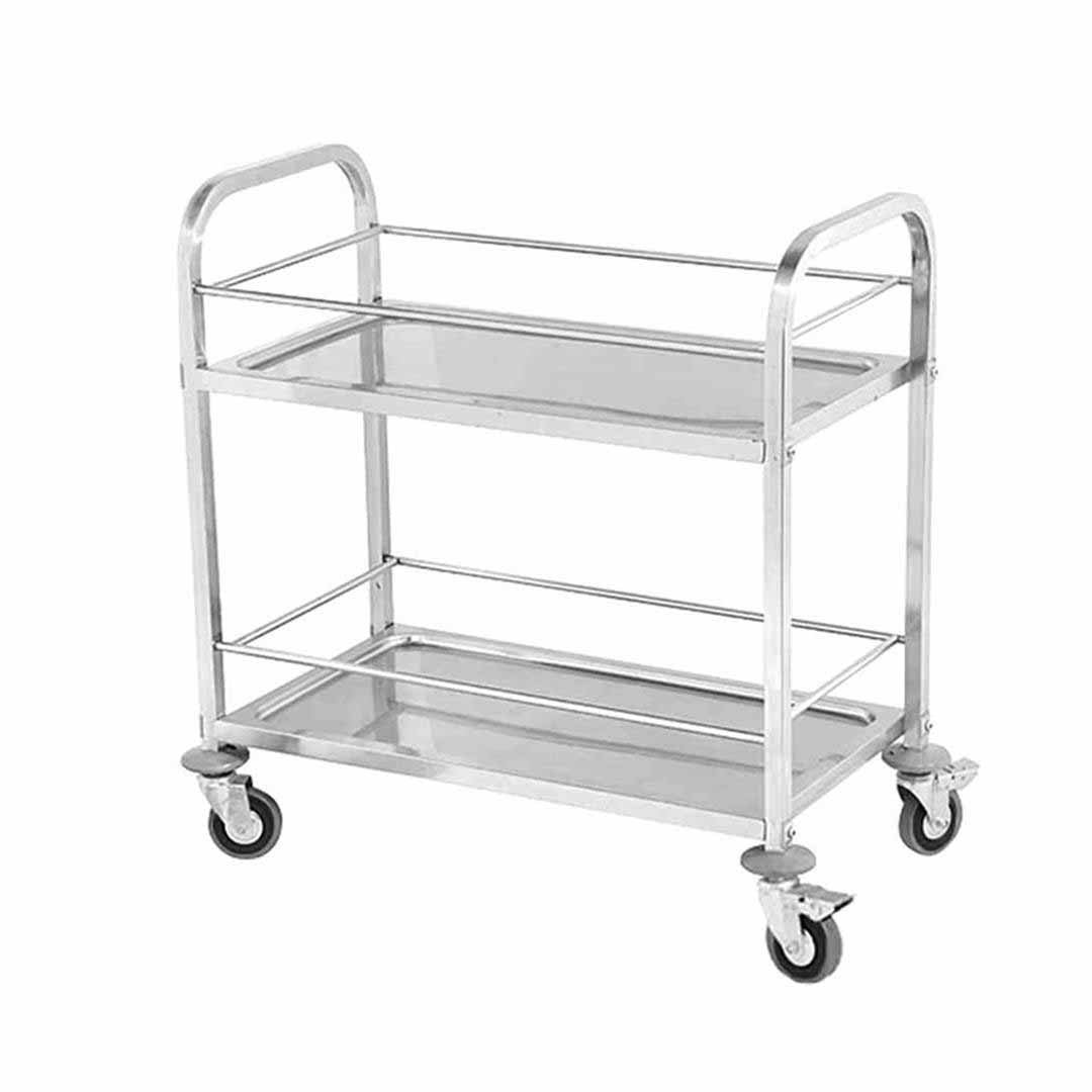SOGA 2 Tier 85x45x90cm Stainless Steel Drink Wine Food Utility Cart Medium