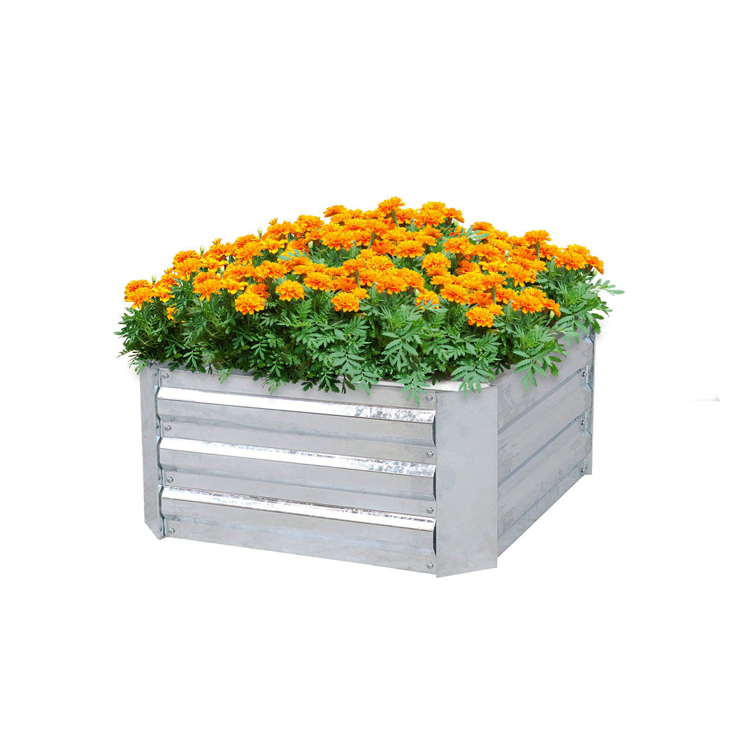 SOGA 90cm Square Galvanised Raised Garden Bed Vegetable Herb Flower Outdoor Planter Box