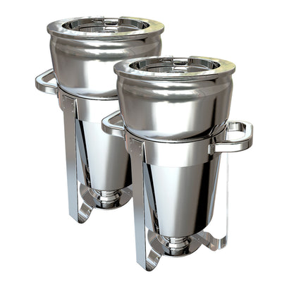 SOGA 2X 7L Round Stainless Steel Soup Warmer Marmite Chafer Full Size Catering Chafing Dish