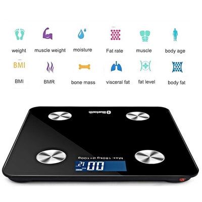 SOGA 2X Wireless Bluetooth Digital Body Fat Scale Bathroom Health Analyser Weight Black