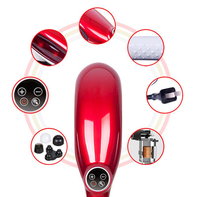 SOGA 2X 6 Heads Portable Handheld Massager Soothing Stimulate Blood Flow Shoulder Red