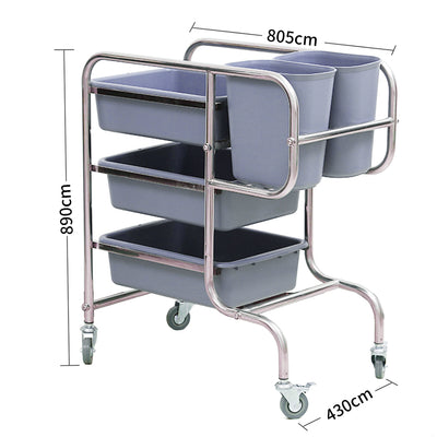 🍽 SOGA 3-Tier Food Trolley with 5 Buckets – Set of 2 🍽 🛒 Sturdy & Spacious | Easy Assembly | Heavy-Duty Wheels | Versatile Use