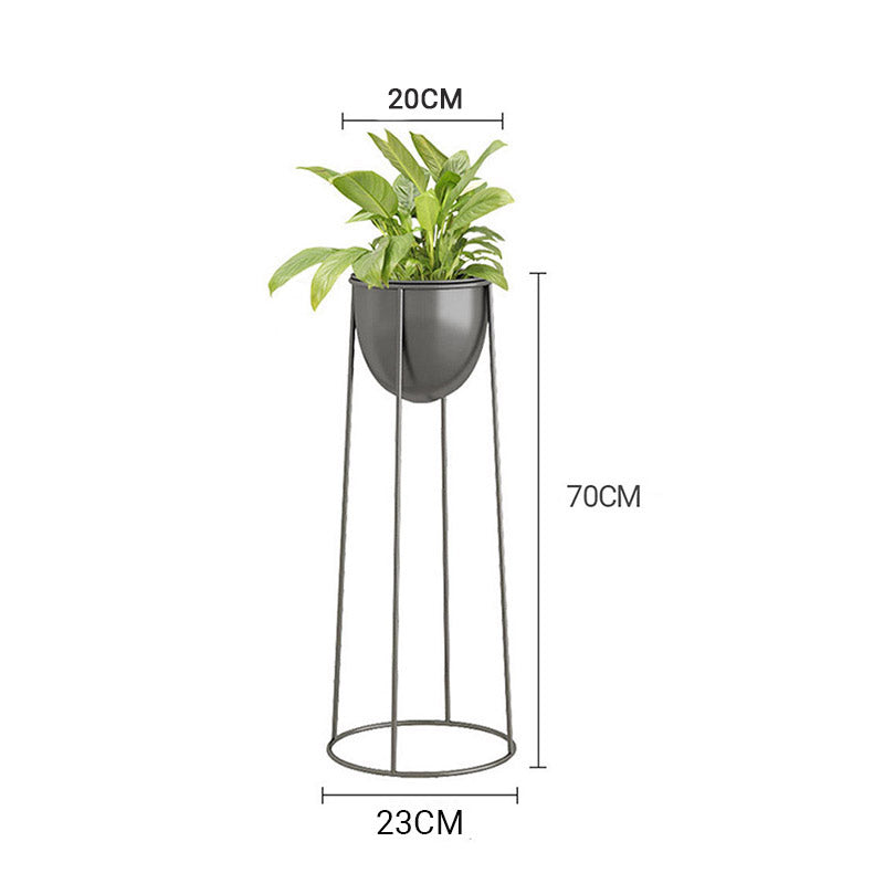 SOGA 2X 70cm Round Wire Metal Flower Pot Stand with Black Flowerpot Holder Rack Display