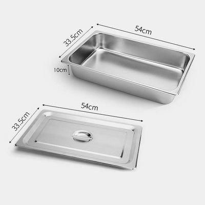SOGA 6X Gastronorm GN Pan Full Size 1/1 GN Pan 10cm Deep Stainless Steel Tray With Lid
