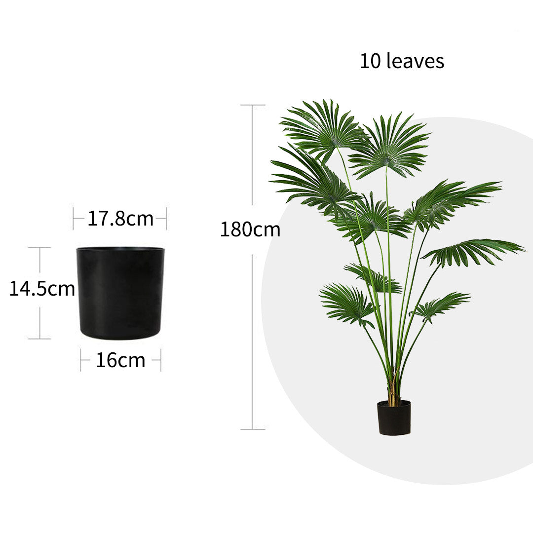 SOGA 2X 180cm Artificial Natural Green Fan Palm Tree Fake Tropical Indoor Plant Home Office Decor