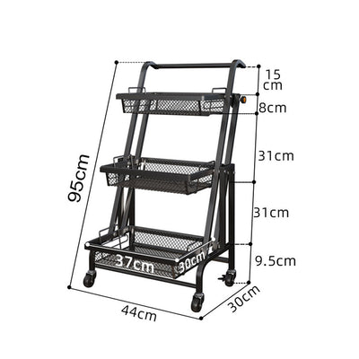 SOGA 2X 3 Tier Steel Black Adjustable Kitchen Cart Multi-Functional Shelves Portable Storage Organizer with Wheels