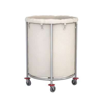 SOGA 2X Stainless Steel Commercial Round Soiled Linen Laundry Trolley Cart with Wheels White