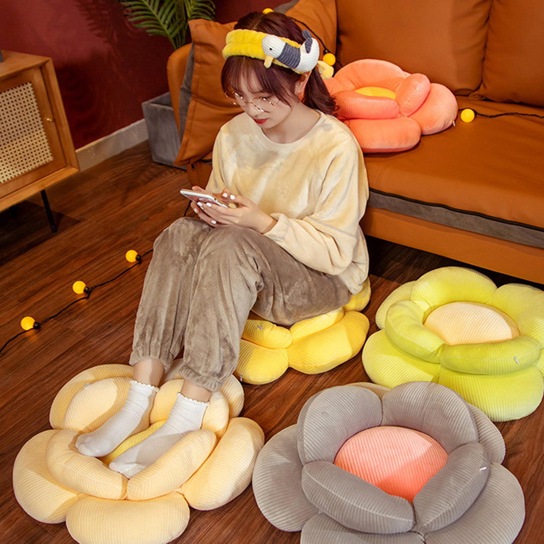 SOGA 2X Beige Double Flower Shape Cushion Soft Bedside Floor Plush Pillow Home Decor