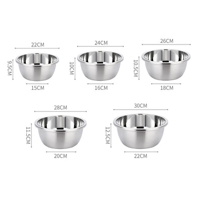 SOGA 2X 5Pcs Deepen Polished Stainless Steel Stackable Baking Washing Mixing Bowls Set Food Storage Basin