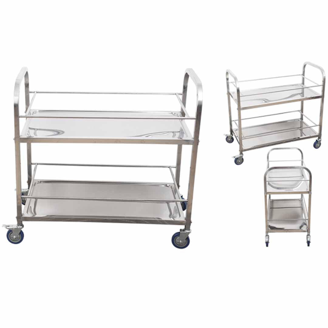 SOGA 2 Tier 95x50x95cm Stainless Steel Drink Wine Food Utility Cart Large