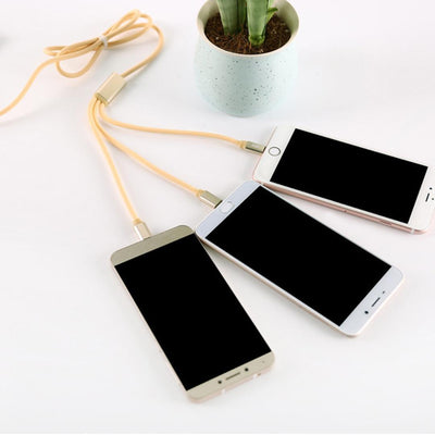 3 in 1 Micro Usb Lightning Type C Date Charge Sync Cable Rose Gold For iPhone Samsung