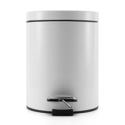 SOGA 2X 7L Foot Pedal Stainless Steel Rubbish Recycling Garbage Waste Trash Bin Round White