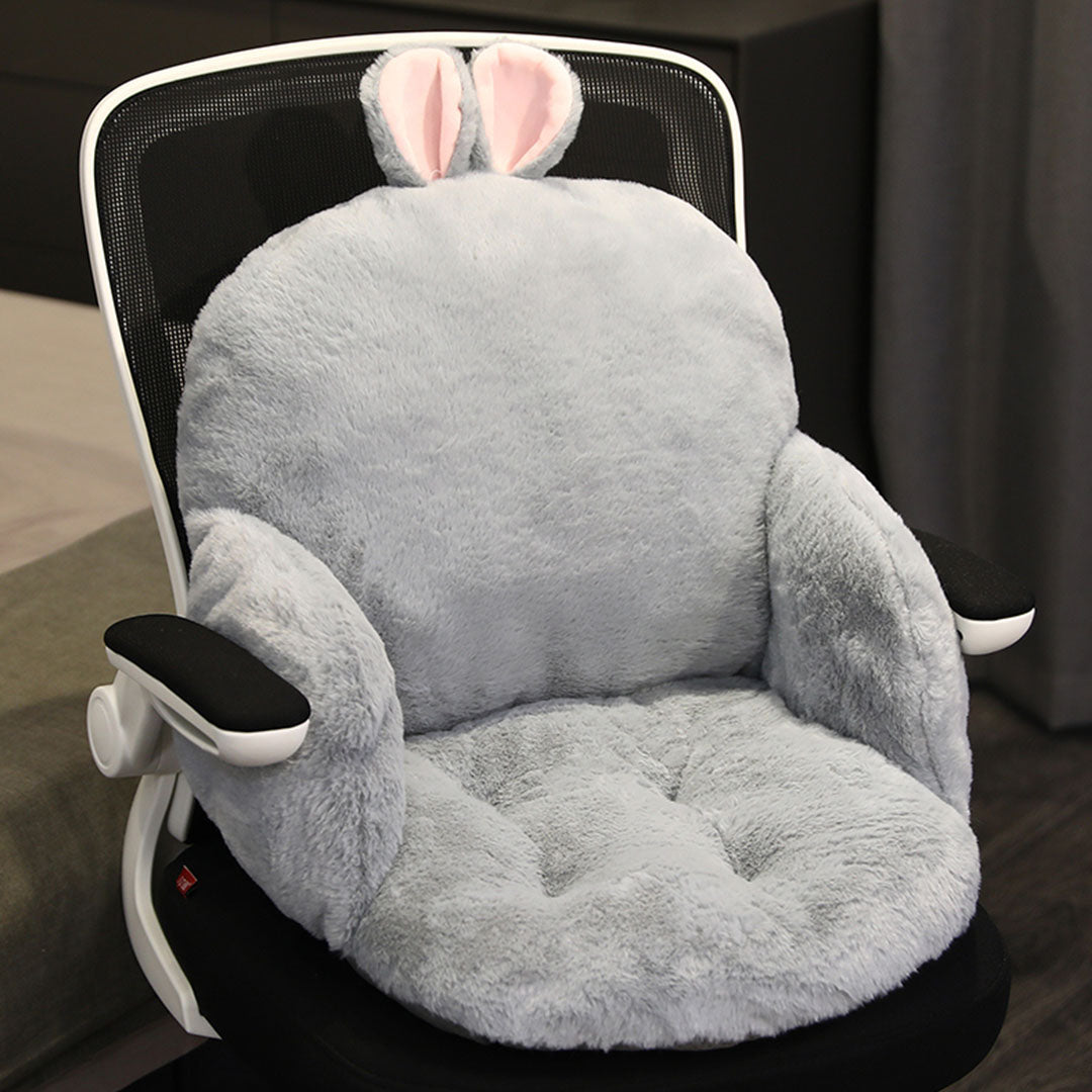 SOGA 2X Gray Bunny Shape Cushion Soft Leaning Bedside Pad Sedentary Plushie Pillow Home Decor