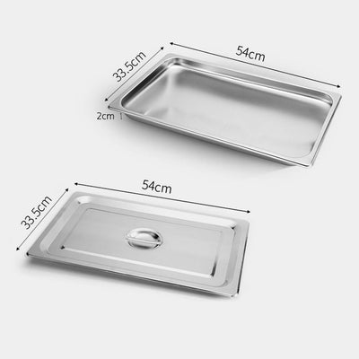 SOGA 6X Gastronorm GN Pan Full Size 1/1 GN Pan 2cm Deep Stainless Steel Tray With Lid